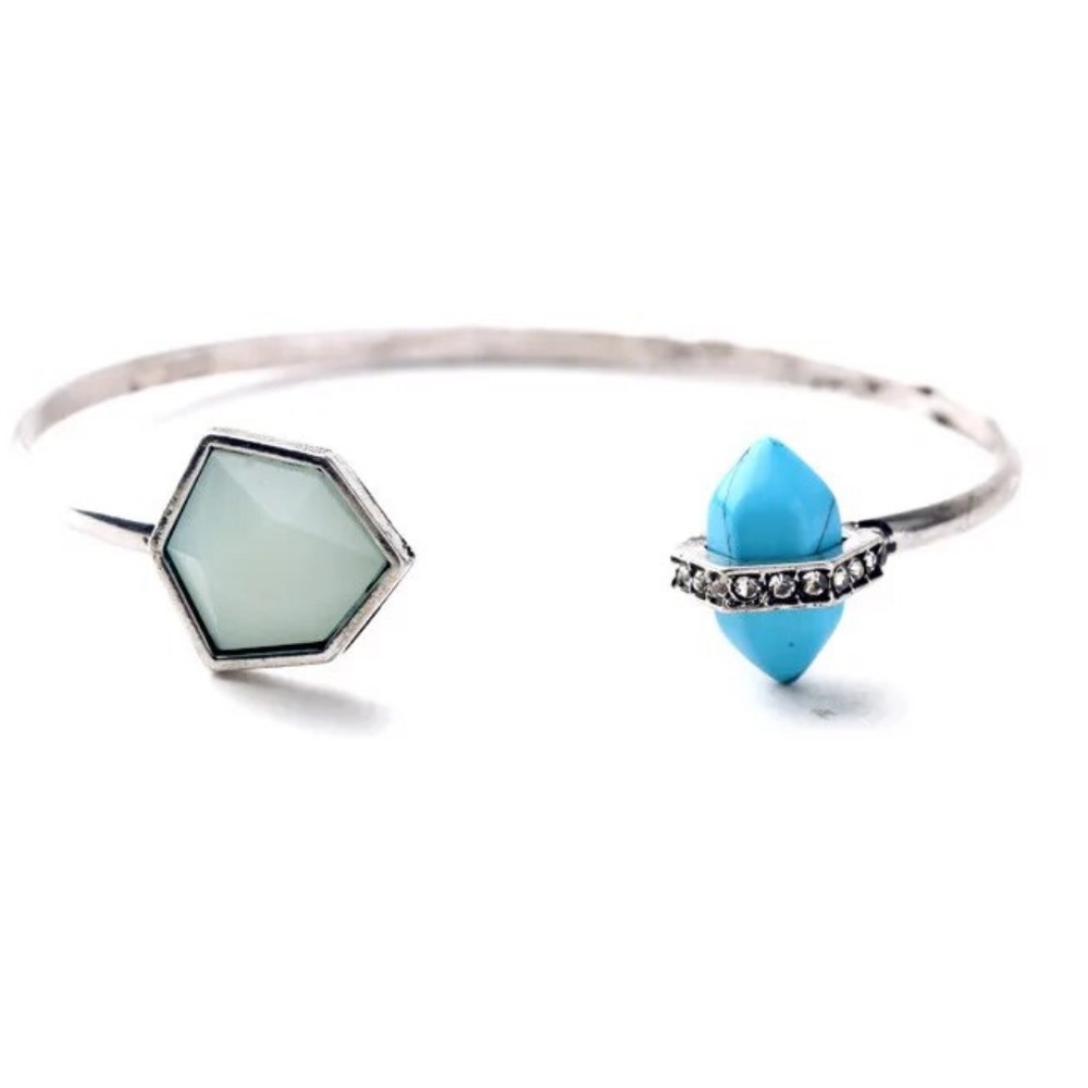 Offers Welcome!! NWT Acrylic and Stone Bangle - Teal, Turquoise and Silver Color